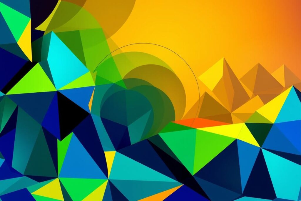 album covers with geometric shapes