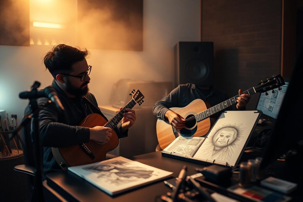 collaborating with a professional album artist